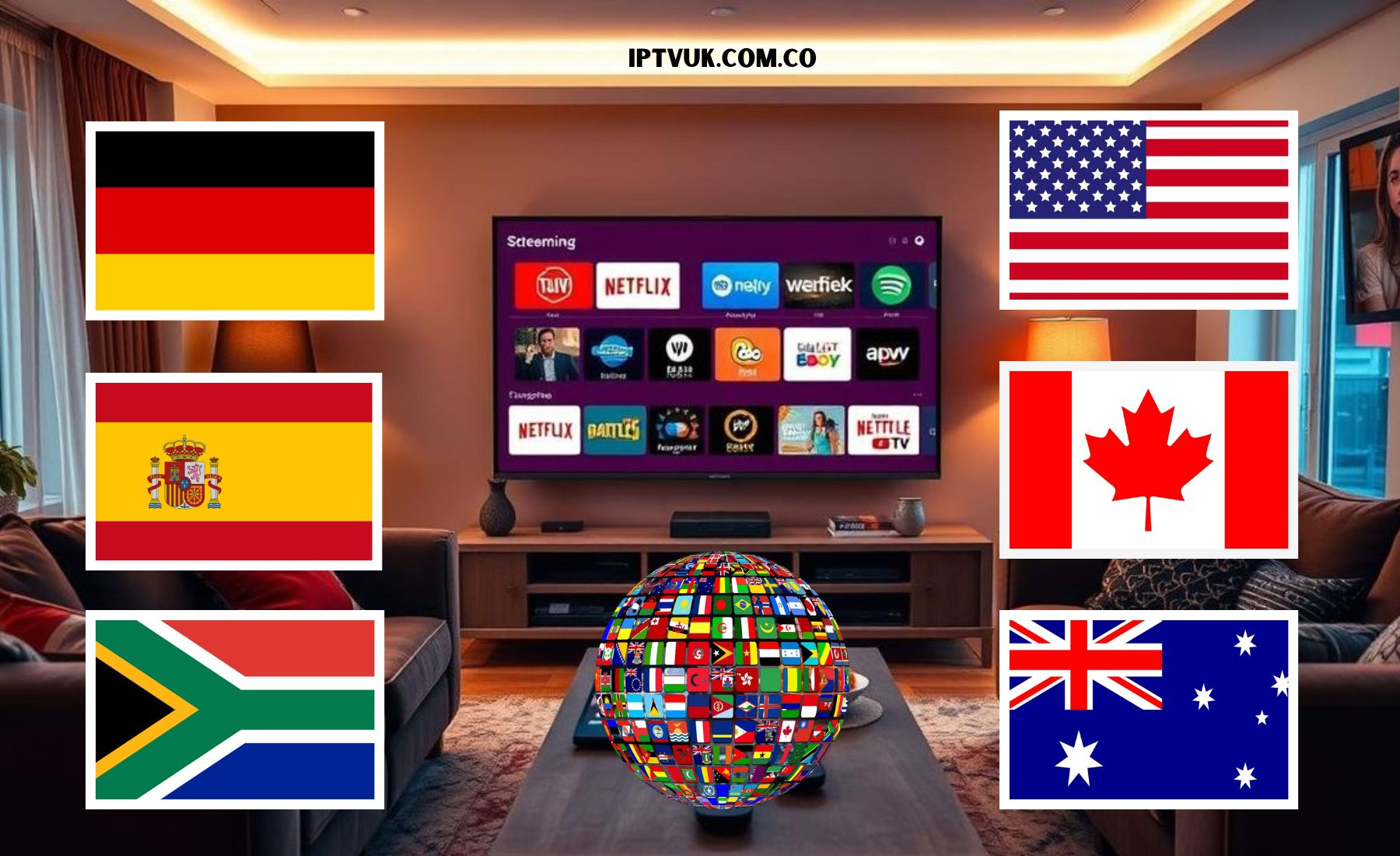 Wide range of international IPTV channels including sports, movies, news, and entertainment from 150+ countries